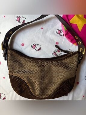 Coach Brown Signature Canvas Hobo Bag